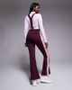 Threadbare Threadbare Ski overalls with contrast panels in burgundy and pink-Red - 2