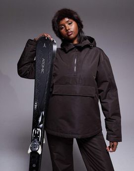 Threadbare Threadbare Ski overhead jacket with hood in chocolate brown - part of a set