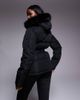 Threadbare Threadbare Ski puffer jacket with faux fur collar in black - 3