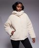 Threadbare Threadbare Ski short faux shearling puffer jacket with hood in cream-White - 1