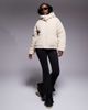 Threadbare Threadbare Ski short faux shearling puffer jacket with hood in cream-White - 2