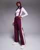 Threadbare Threadbare Ski straight leg pants in burgundy and pink contrast-Red - 1
