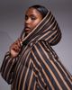 Threadbare Threadbare Ski striped puffer coat with hood in brown and camel - 2