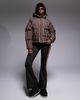 Threadbare Threadbare Ski striped puffer coat with hood in brown and camel - 4