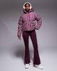 Threadbare Threadbare Ski striped puffer coat with hood in burgundy and pink-Red - 3