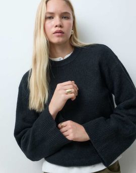 Threadbare Threadbare sweater with wide cuff detail in black