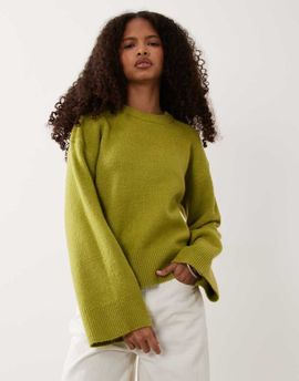 Threadbare Threadbare sweater with wide cuff detail in green