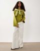 Threadbare Threadbare sweater with wide cuff detail in green - 2