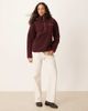 Threadbare Threadbare teddy 1/4 zip fleece sweater with pocket detail in fig-Red - 1