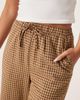 Threadbare Threadbare tie waist wide leg pants in brown gingham - 4