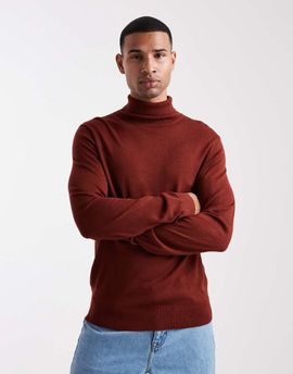 Threadbare Threadbare turtle neck sweater in burgundy-Red