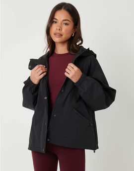 Threadbare Threadbare waterproof hooded funnel neck jacket in black
