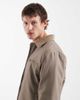 Threadbare Threadbare zip front barn jacket with contrasting collar in taupe-Neutral - 3