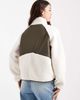 Threadbare Threadbare zip front teddy fleece with back panel in ecru and khaki green-White - 4