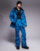 Threadbare Threadbare zip through ski jacket with hood in blue and navy print - 2