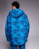 Threadbare Threadbare zip through ski jacket with hood in blue and navy print - 3