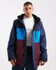 Threadbare Threadbare zip through ski jacket with hood in navy and burgundy - 1