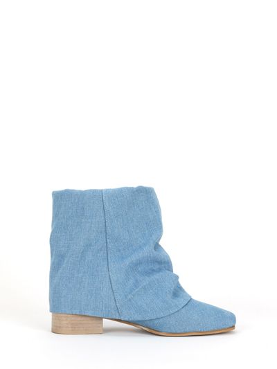 THREE TO EIGHTY Denim Wrinkle Boots _ Blue