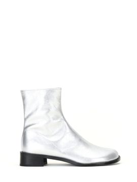 THREE TO EIGHTY Flat Ankle Boots_Silver