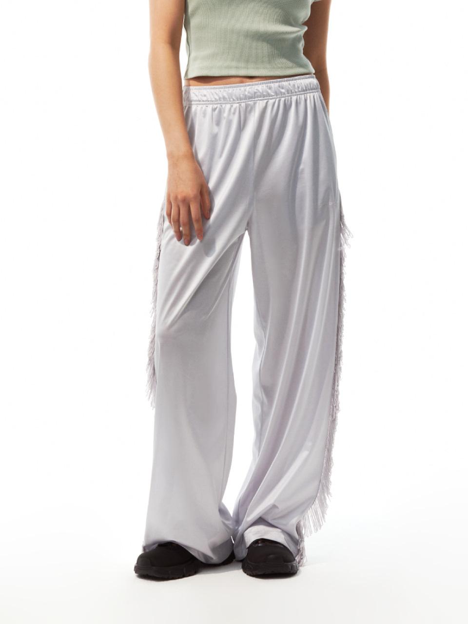 THREE TO EIGHTY Glossy Tassel Track Pants (Grey)
