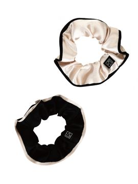 THREE TO EIGHTY Mini Line Satin Scrunchie [2 Color 1 Set]