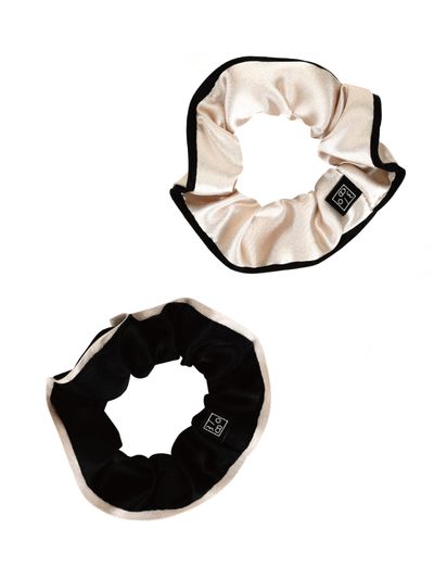 THREE TO EIGHTY Mini Line Satin Scrunchie [2 Color 1 Set]