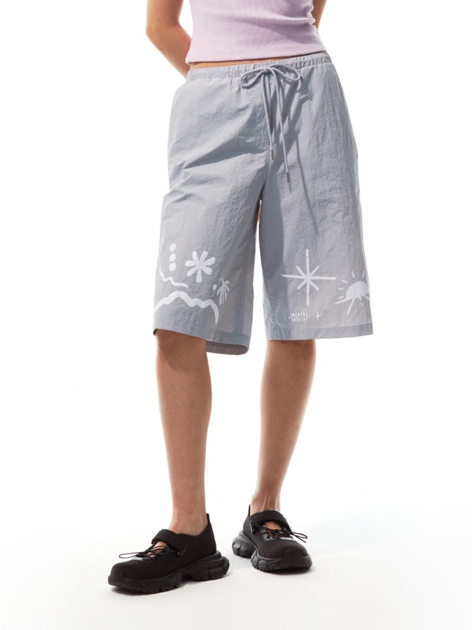 THREE TO EIGHTY Printed Summer Shorts (Grey)