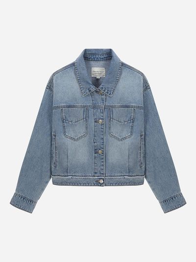 Thursday Island Bottom Fringe Out-Pocket Denim Jacket (T242AJK137W)