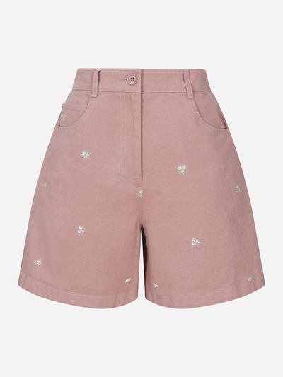 Thursday Island Floral Embroidered Cotton Short Pants (T254MPT250W)