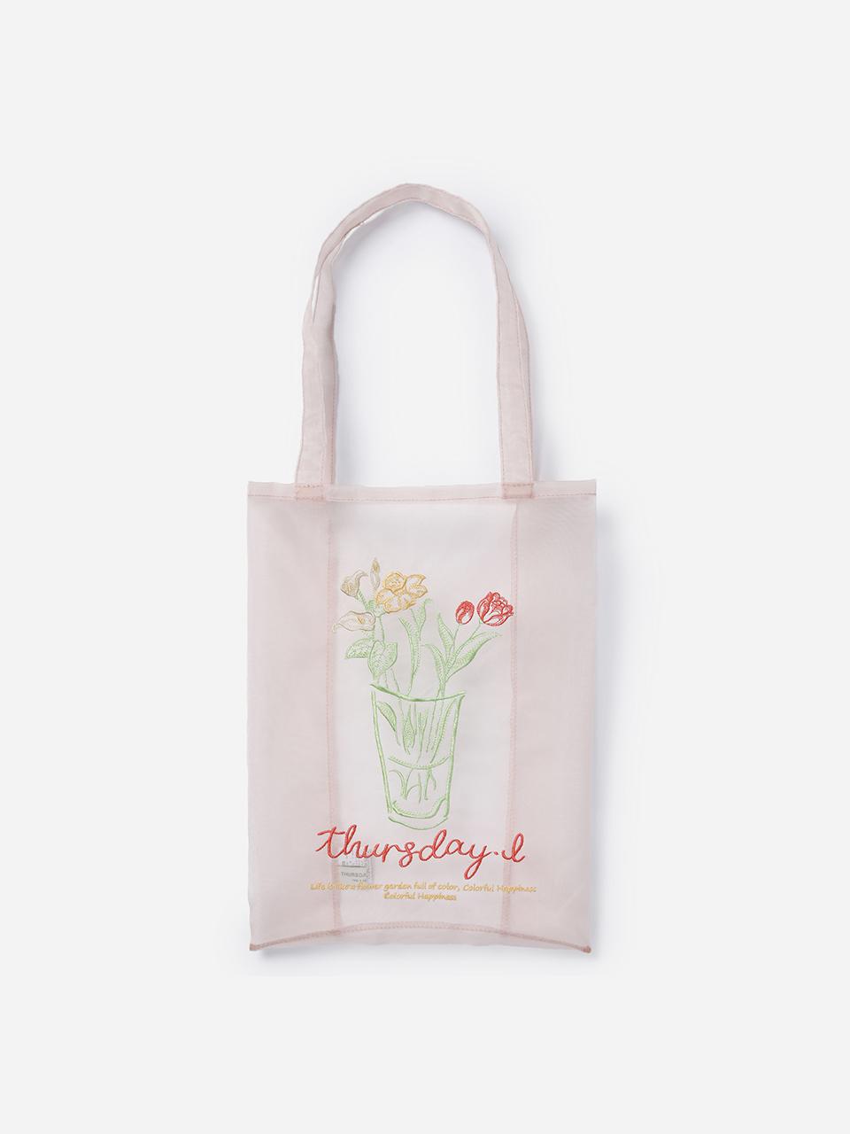 Thursday Island Floral Embroidered Mesh Eco Bag (T254MBP235W)