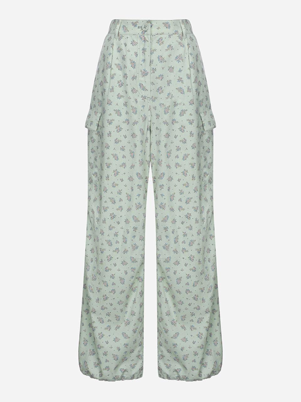 Thursday Island Floral Pattern Tucked Cargo Pants (T254MPT242W)