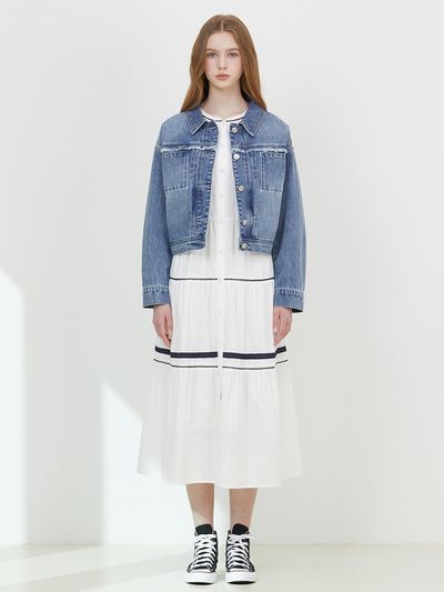 Thursday Island Fringe Denim Jacket (T252MJK133W)