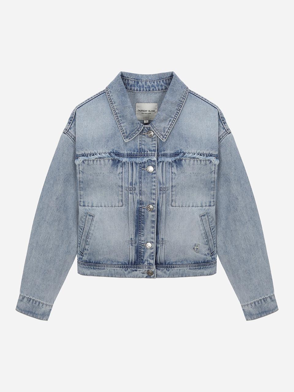 Thursday Island Fringe Denim Jacket (T252MJK134W)