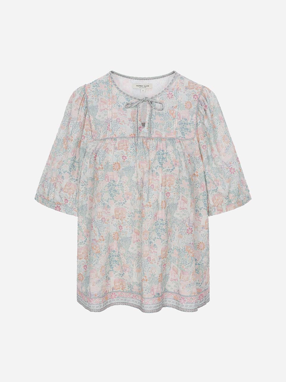 Thursday Island Garden Village Tie-Neck Blouse (T254MBL227W)