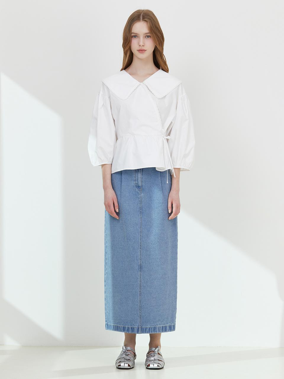 Thursday Island H-line Back Slit Denim Skirt (T252MSK135W)