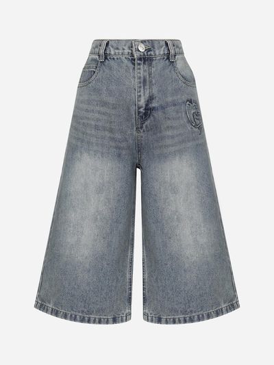 Thursday Island Heart Motif Patch Knee-Length Denim Pants (T254MJE250W)