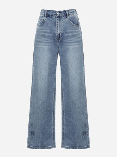 Thursday Island Heart Print Denim Pants (T254MJE239W)