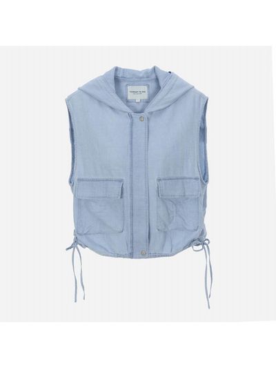 Thursday Island Hooded Zip-up Denim Vest (T252MVT175W)