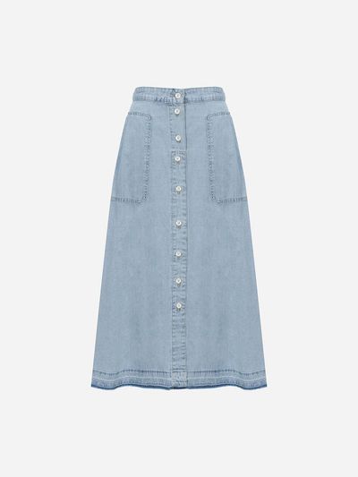 Thursday Island Out-pocket Washed Denim Skirt (T242ASK133W)