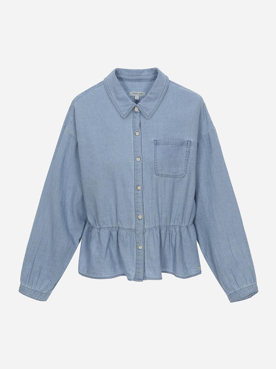 Thursday Island Peplum Denim Blouse (T252MBL147W)