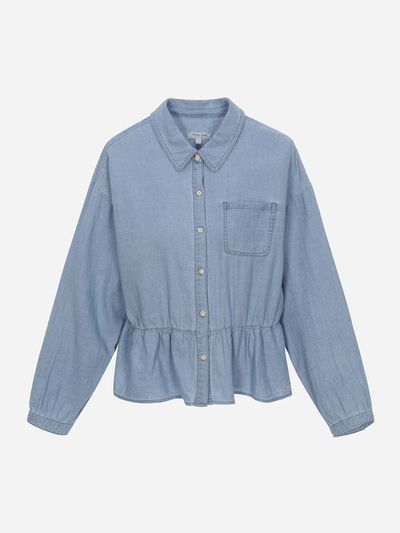 Thursday Island Peplum Denim Blouse (T252MBL147W)