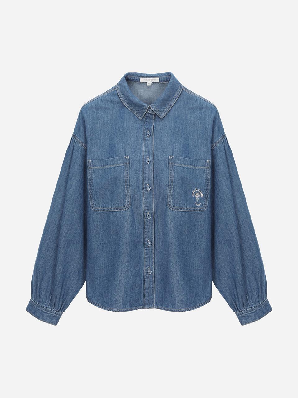 Thursday Island Pocket Embroidery Denim Blouse (T242ABL134W)