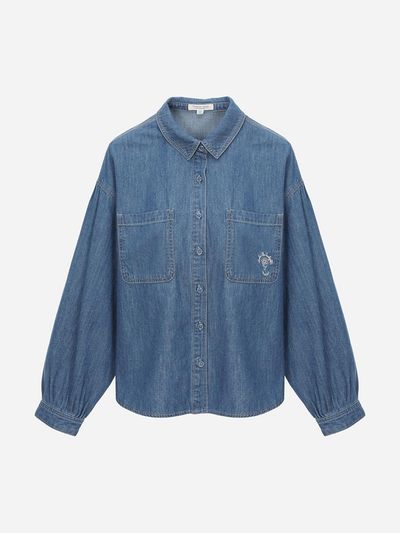 Thursday Island Pocket Embroidery Denim Blouse (T242ABL134W)