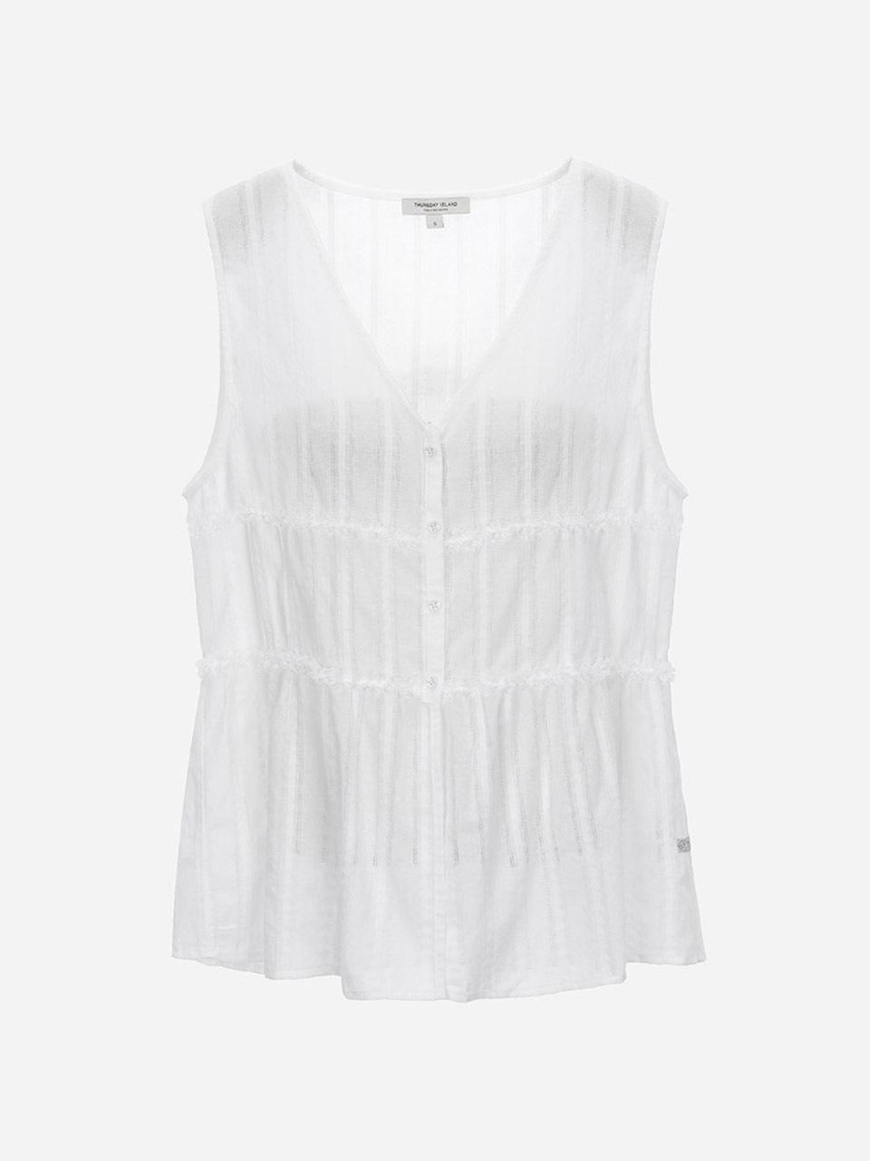 Thursday Island V-neck Sleeveless Blouse (T254MBL291W)