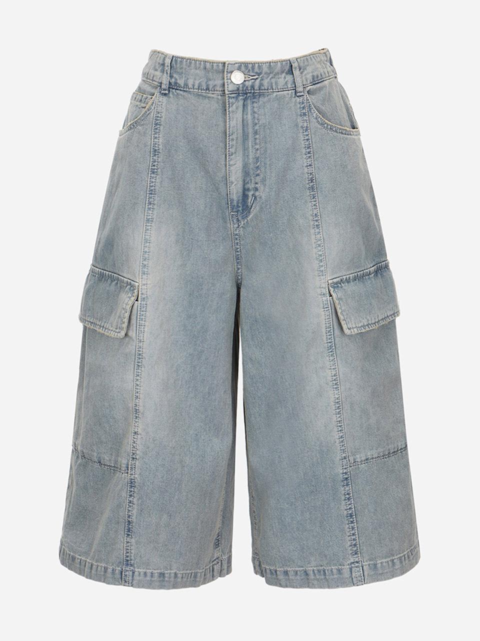 Thursday Island Vintage Knee-Length Cargo Pants [Blue] (T254MJE247W)