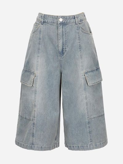 Thursday Island Vintage Knee-Length Cargo Pants [Blue] (T254MJE247W)