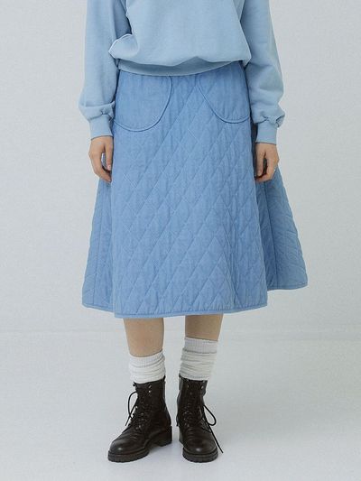 tibaeg DENIM QUITING SKIRT BL