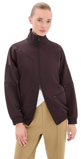 Tibi Tibi Active Knit Zipper Detailed Track Jacket Brown