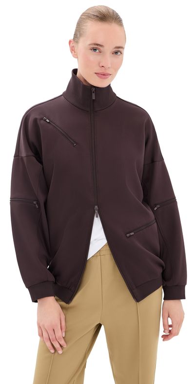 Tibi Tibi Active Knit Zipper Detailed Track Jacket Brown