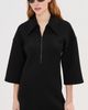 Tibi Tibi Bonded Viscose Zip Front Short Sleeve Slim Tunic Black - 2